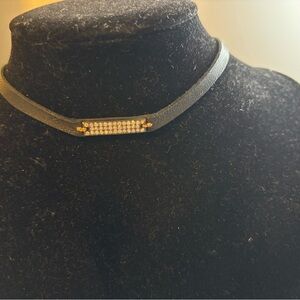Sundance Black leather Choker with sparkling Accents